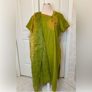 Women's L/XL Green & Yellow Indian Salwar Kameez / Punjabi